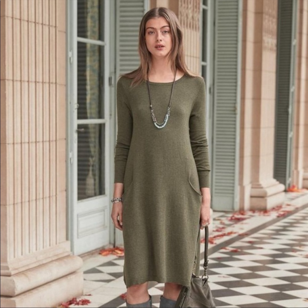 Sundance Film Noir Silk Blend Lagenlook Sweater Dress with Pockets, Petite Small